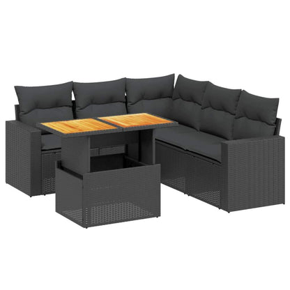Set Divano da Giardino 6 pz con Cuscini Nero in Polyrattan - homemem39