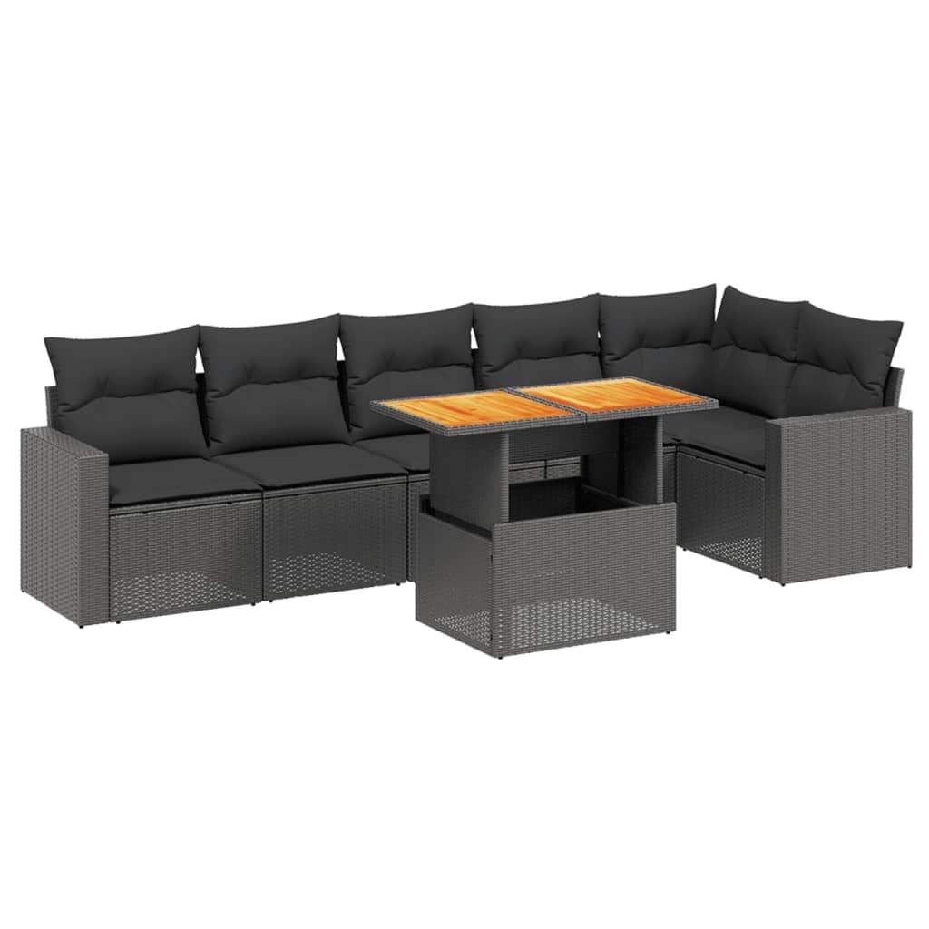 Set Divani da Giardino con Cuscini 7pz Nero Polyrattan - homemem39