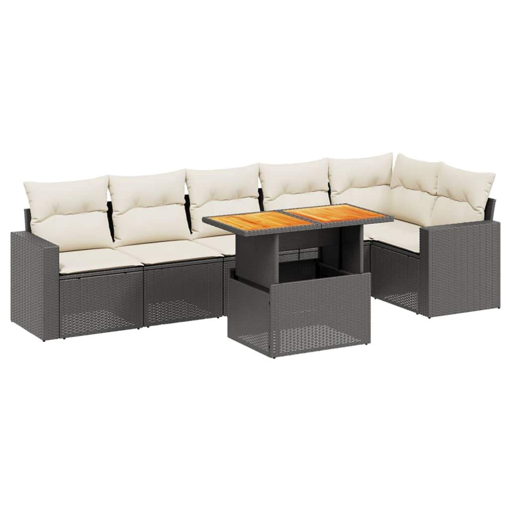 Set Divani da Giardino con Cuscini 7pz Nero Polyrattan - homemem39