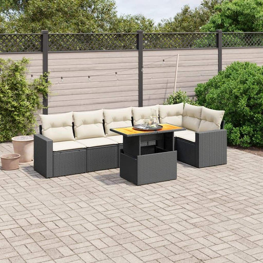 Set Divani da Giardino con Cuscini 7pz Nero Polyrattan - homemem39