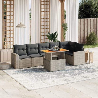 Set Divani da Giardino 7 pz con Cuscini Grigio in Polyrattan - homemem39