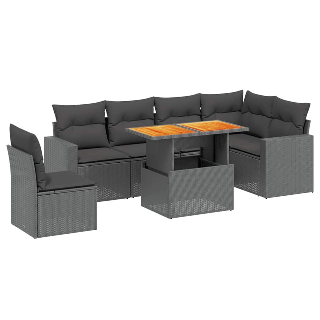 Set Divani da Giardino con Cuscini 7pz Nero Polyrattan - homemem39
