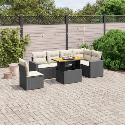 Set Divani da Giardino con Cuscini 7pz Nero Polyrattan - homemem39