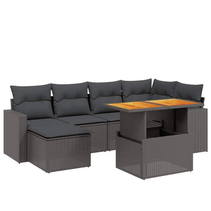 Set Divani da Giardino con Cuscini 7pz Nero Polyrattan - homemem39