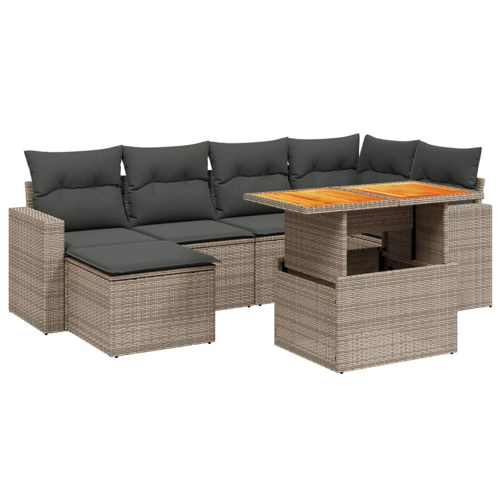 Set Divani da Giardino 7 pz con Cuscini Grigio in Polyrattan - homemem39