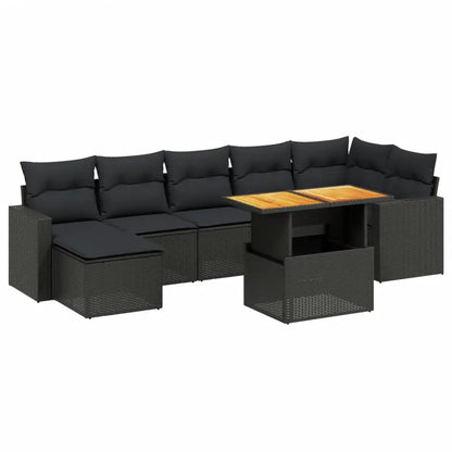 Set Divani da Giardino con Cuscini 8 pz Nero in Polyrattan - homemem39