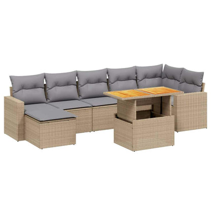Set Divano da Giardino 8 pz con Cuscini Beige in Polyrattan - homemem39