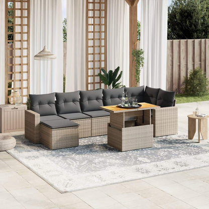 Set Divano da Giardino 8 pz con Cuscini Grigio in Polyrattan - homemem39
