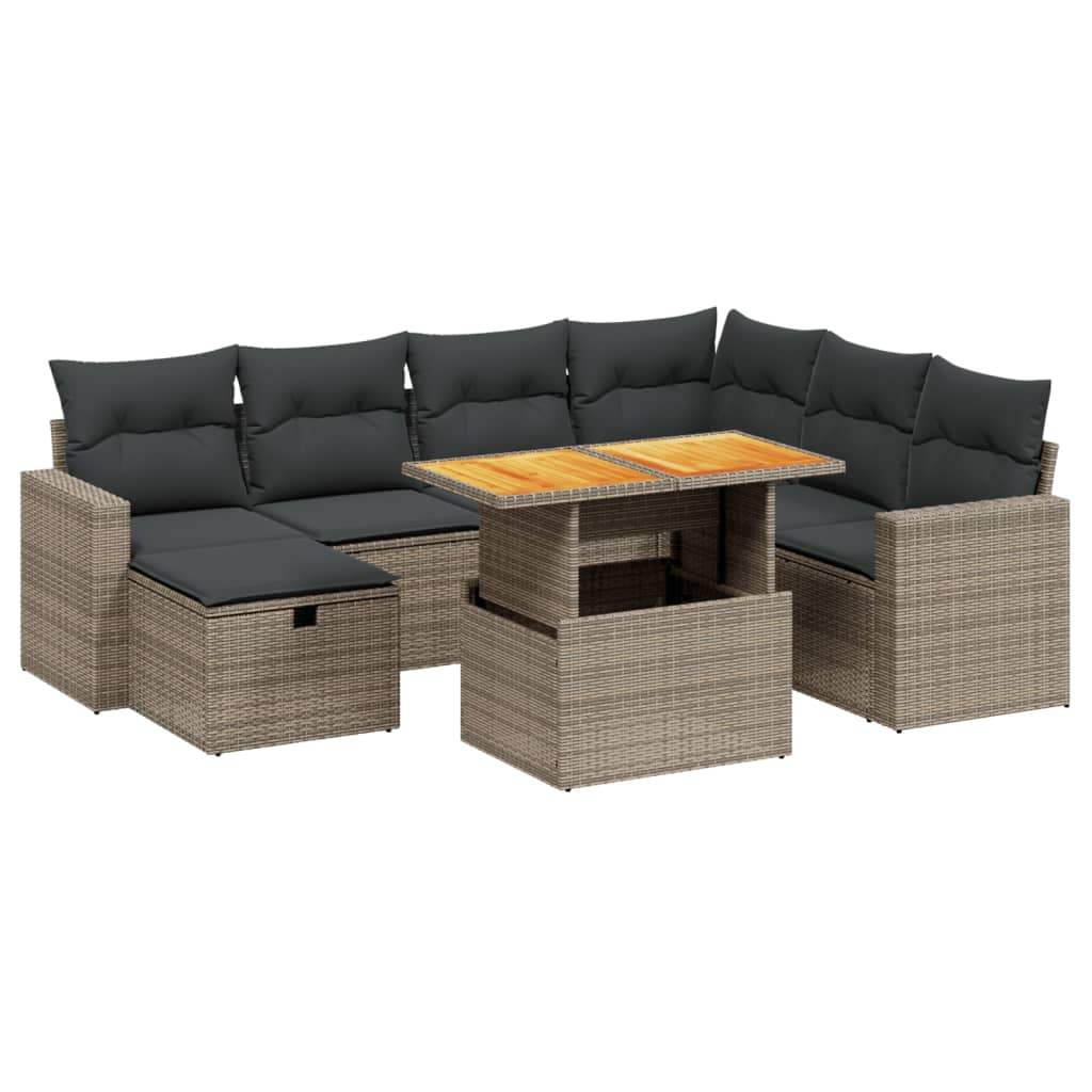 Set Divano da Giardino 8 pz con Cuscini Grigio in Polyrattan - homemem39