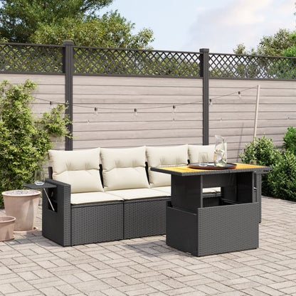 Set Divani da Giardino 5 pz con Cuscini in Polyrattan Nero | homemem39