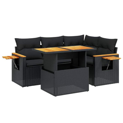 Set Divani da Giardino 5 pz con Cuscini in Polyrattan Nero - homemem39