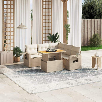 Set Divano da Giardino 6 pz con Cuscini Beige in Polyrattan - homemem39