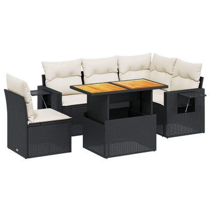 Set Divano da Giardino 6 pz con Cuscini Nero in Polyrattan - homemem39