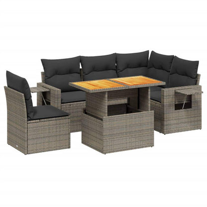 Set Divano da Giardino 6 pz con Cuscini Grigio in Polyrattan - homemem39