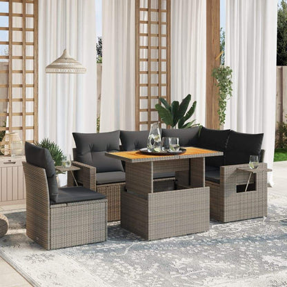 Set Divano da Giardino 6 pz con Cuscini Grigio in Polyrattan - homemem39