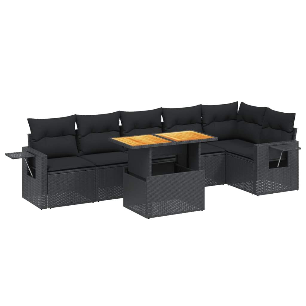Set Divani da Giardino con Cuscini 7pz Nero Polyrattan - homemem39