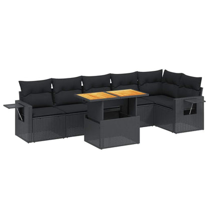 Set Divani da Giardino con Cuscini 7pz Nero Polyrattan - homemem39