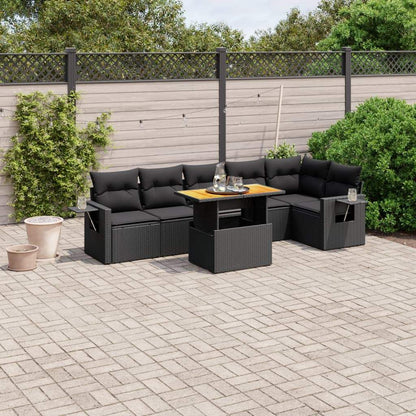 Set Divani da Giardino con Cuscini 7pz Nero Polyrattan - homemem39