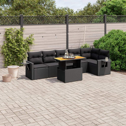 Set Divani da Giardino con Cuscini 7pz Nero Polyrattan - homemem39