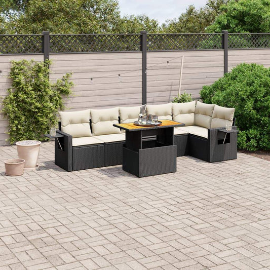 Set Divani da Giardino con Cuscini 7pz Nero Polyrattan - homemem39