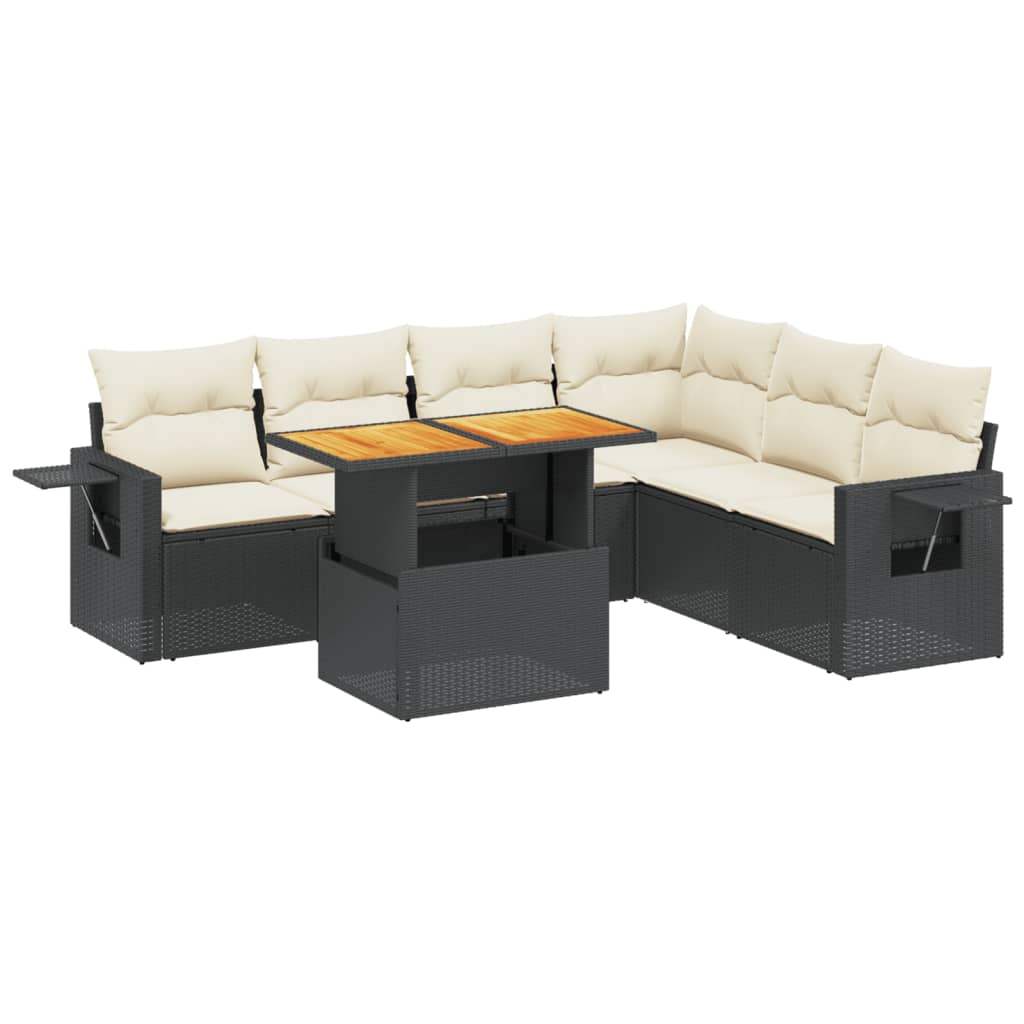 Set Divani da Giardino con Cuscini 7pz Nero Polyrattan - homemem39