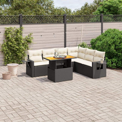 Set Divani da Giardino con Cuscini 7pz Nero Polyrattan - homemem39