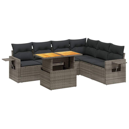 Set Divani da Giardino 7 pz con Cuscini Grigio in Polyrattan - homemem39