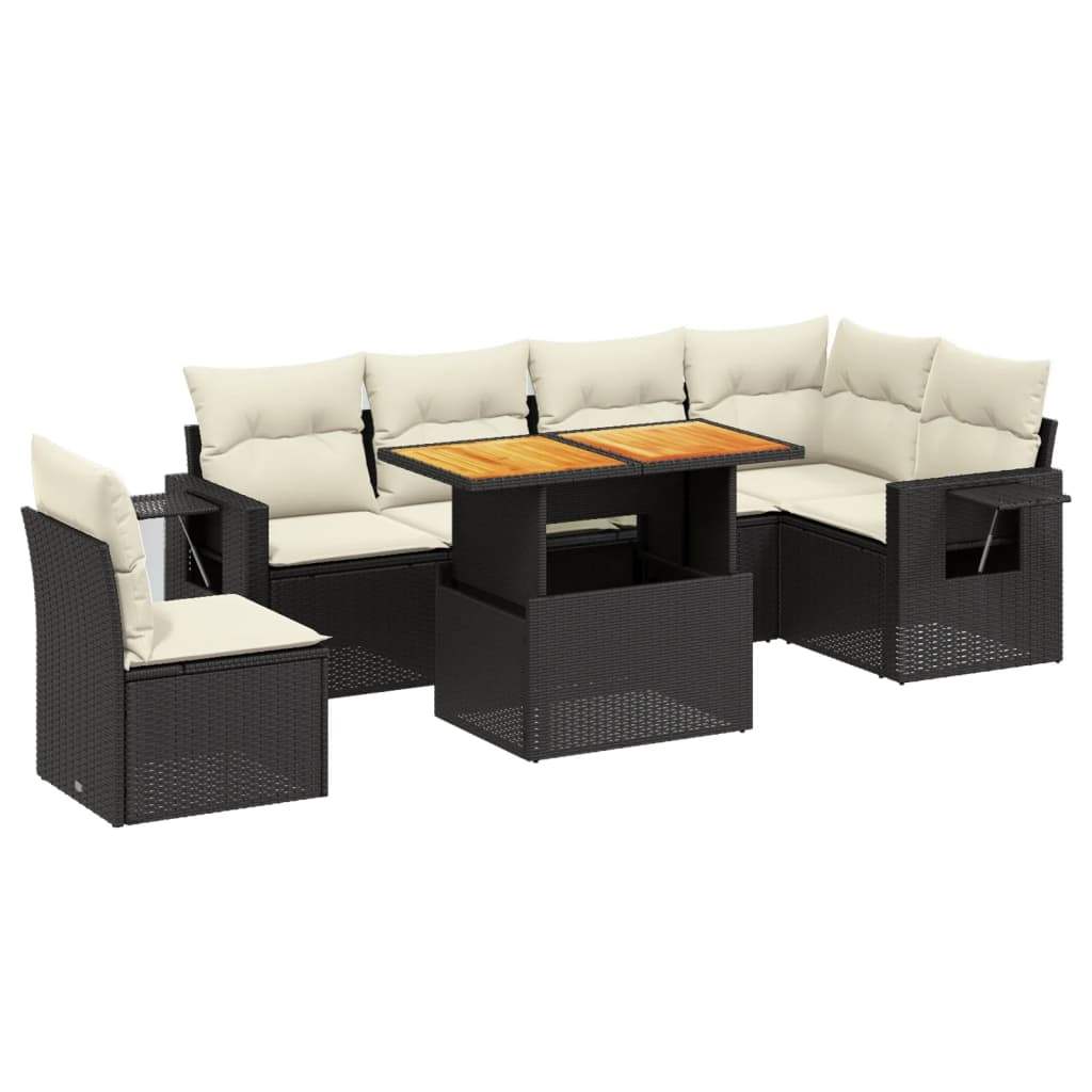 Set Divani da Giardino con Cuscini 7pz Nero Polyrattan - homemem39