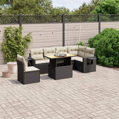 Set Divani da Giardino con Cuscini 7pz Nero Polyrattan - homemem39