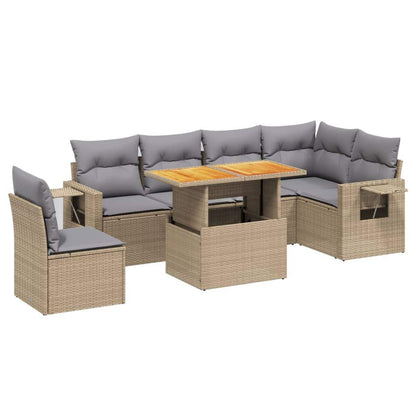Set Divani da Giardino 7 pz con Cuscini Beige in Polyrattan - homemem39