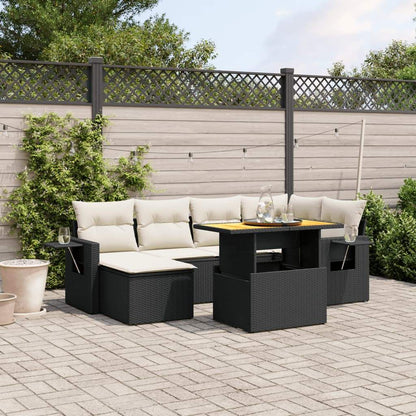 Set Divani da Giardino con Cuscini 7pz Nero Polyrattan - homemem39