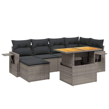 Set Divani da Giardino 7 pz con Cuscini Grigio in Polyrattan - homemem39