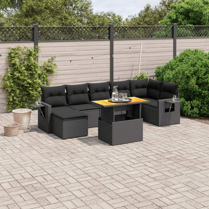 Set Divani da Giardino con Cuscini 8 pz Nero in Polyrattan - homemem39