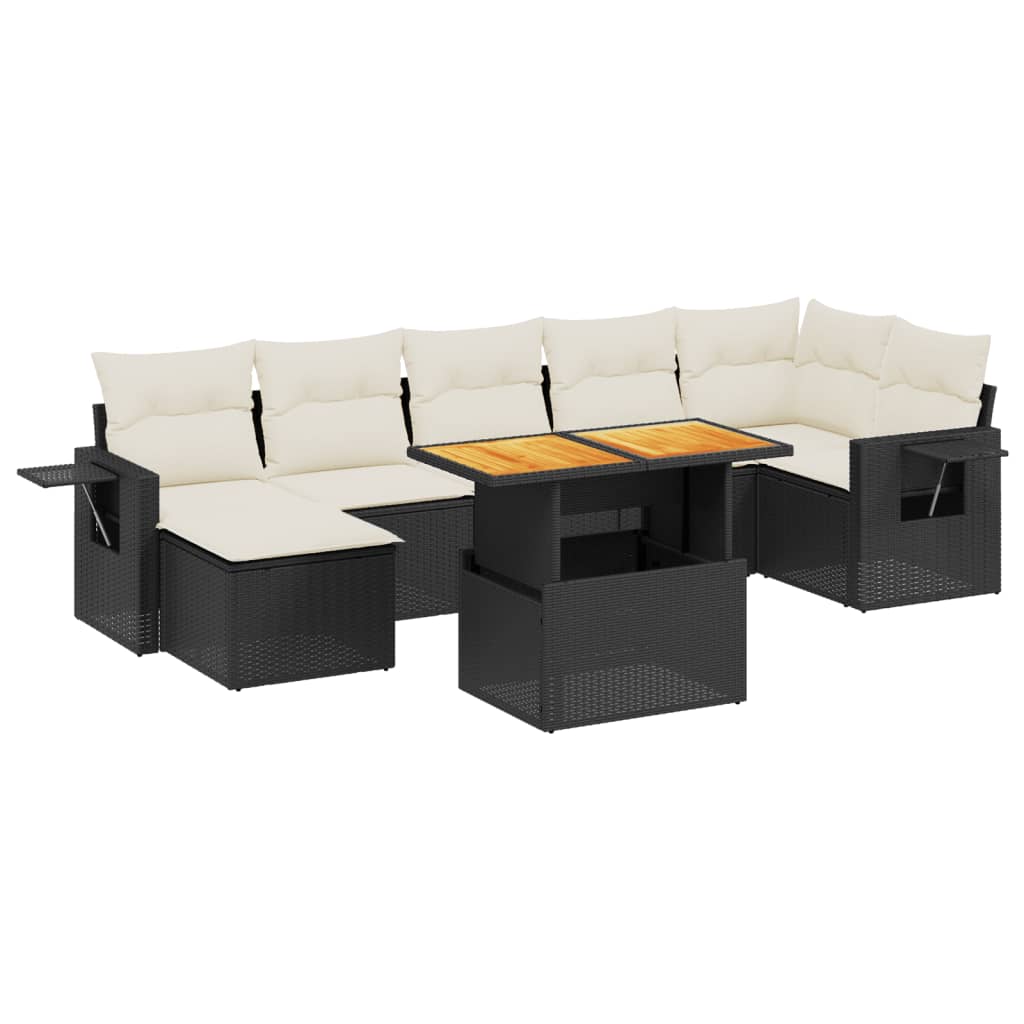 Set Divani da Giardino con Cuscini 8 pz Nero in Polyrattan