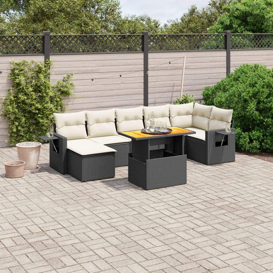 Set Divani da Giardino con Cuscini 8 pz Nero in Polyrattan - homemem39
