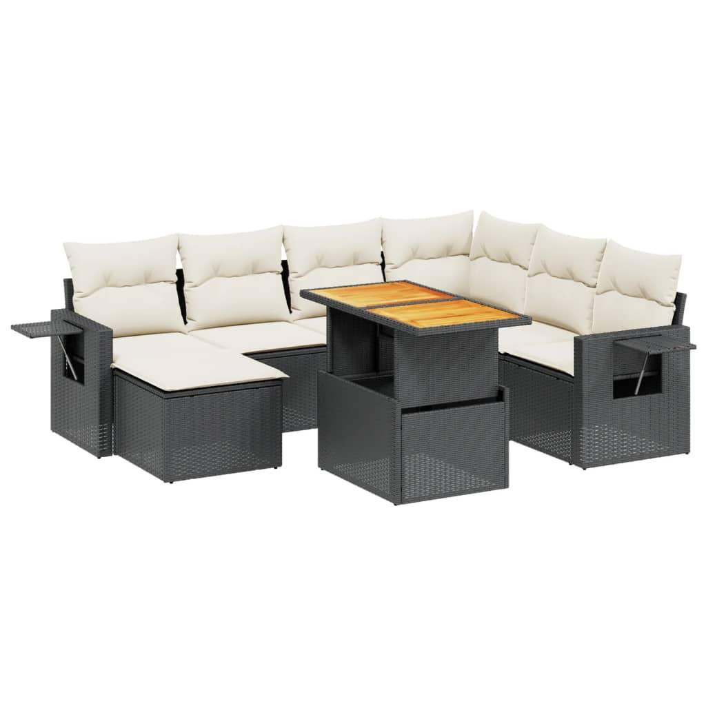 Set Divani da Giardino con Cuscini 8 pz Nero in Polyrattan - homemem39