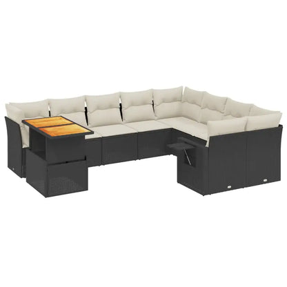 Set Divani da Giardino 10pz con Cuscini in Polyrattan Nero - homemem39