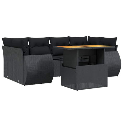 Set Divani da Giardino con Cuscini 7pz Nero Polyrattan - homemem39
