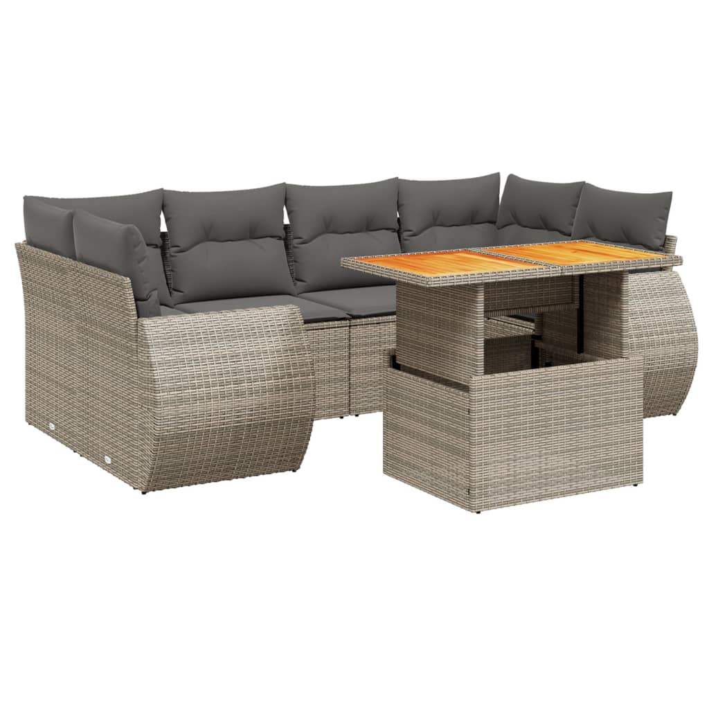 Set Divani da Giardino 7 pz con Cuscini Grigio in Polyrattan - homemem39