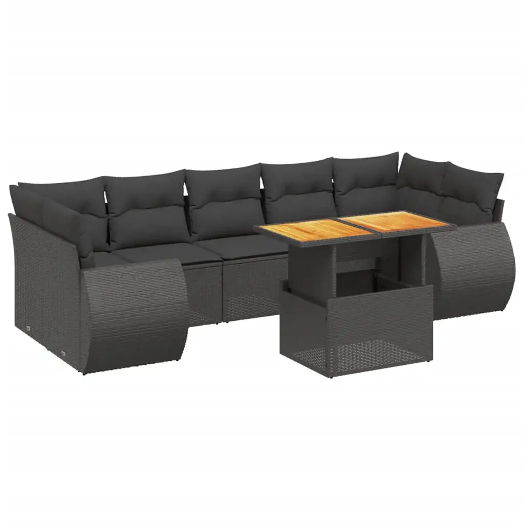 Set Divani da Giardino con Cuscini 8 pz Nero in Polyrattan - homemem39