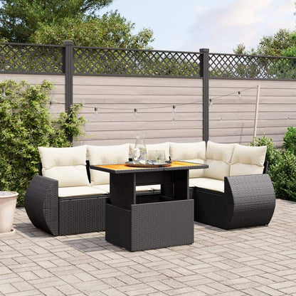 Set Divano da Giardino 6 pz con Cuscini Nero in Polyrattan - homemem39