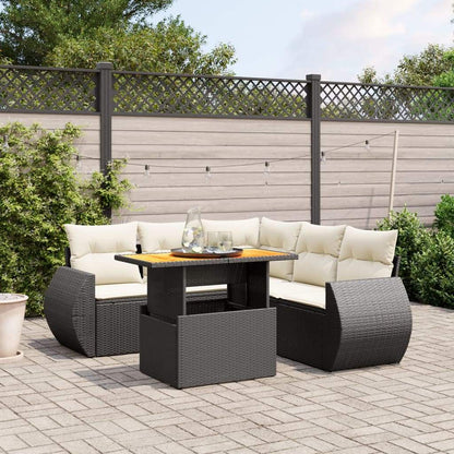 Set Divano da Giardino 6 pz con Cuscini Nero in Polyrattan - homemem39