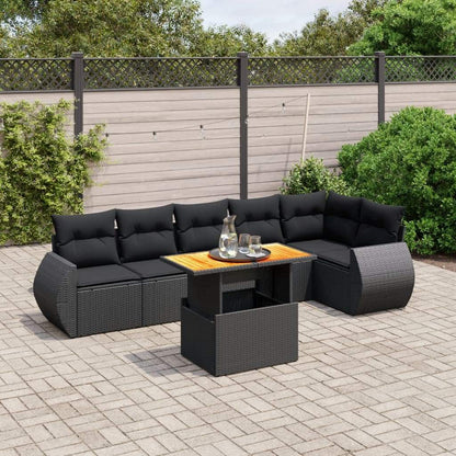 Set Divani da Giardino con Cuscini 7pz Nero Polyrattan - homemem39