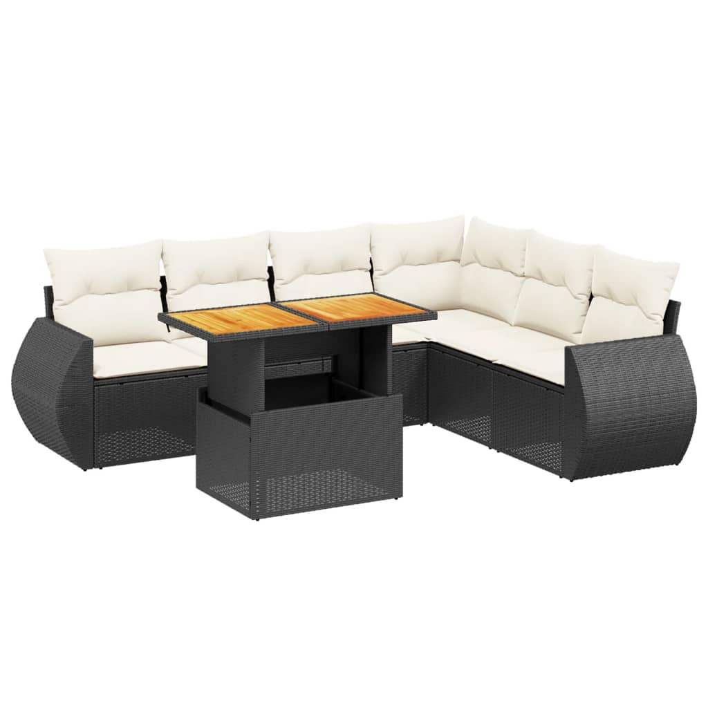 Set Divani da Giardino con Cuscini 7pz Nero Polyrattan - homemem39