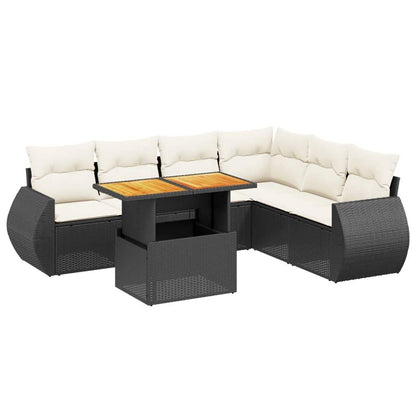 Set Divani da Giardino con Cuscini 7pz Nero Polyrattan - homemem39