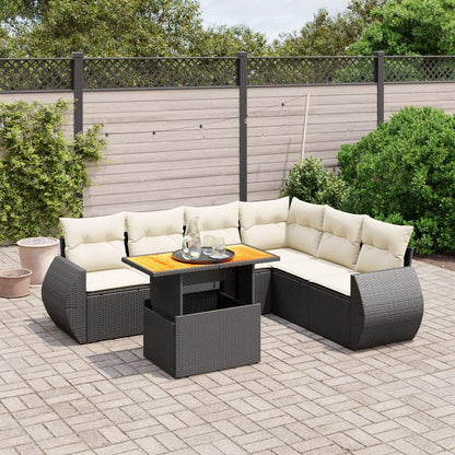 Set Divani da Giardino con Cuscini 7pz Nero Polyrattan - homemem39