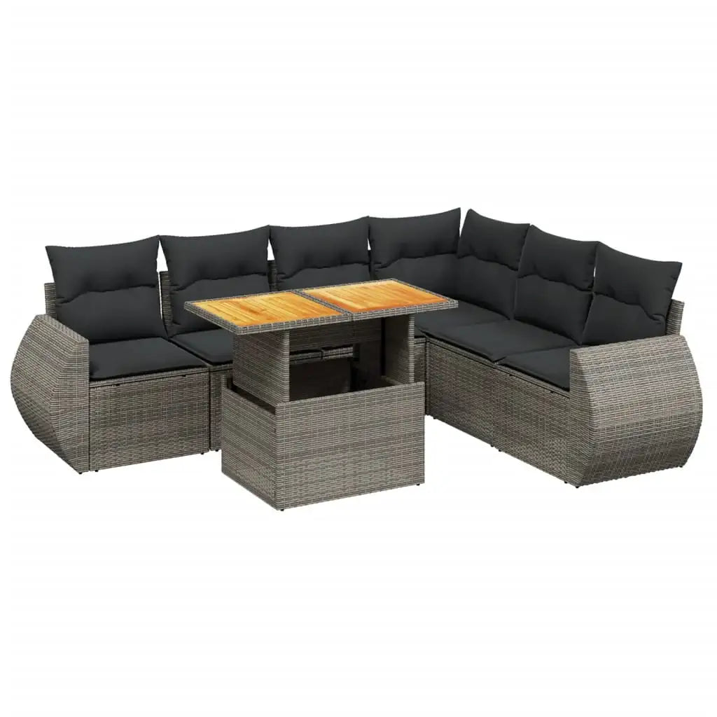 Set Divani da Giardino 7 pz con Cuscini Grigio in Polyrattan - homemem39
