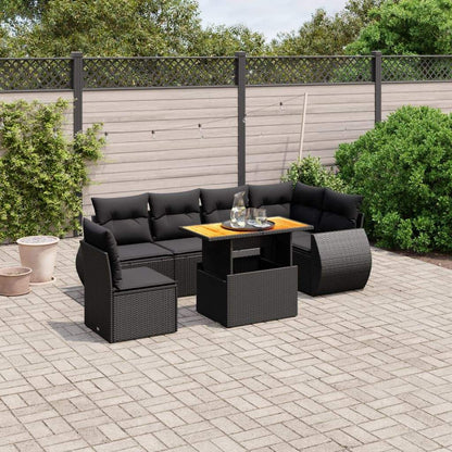 Set Divani da Giardino con Cuscini 7pz Nero Polyrattan - homemem39