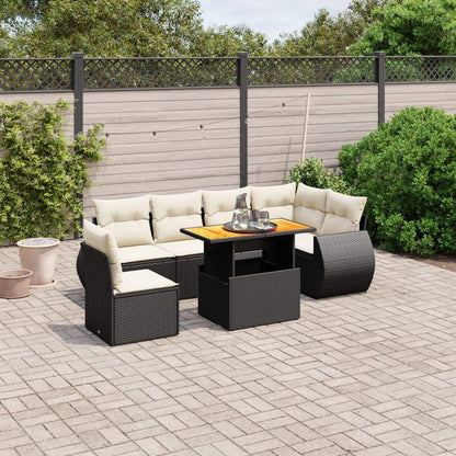 Set Divani da Giardino con Cuscini 7pz Nero Polyrattan - homemem39