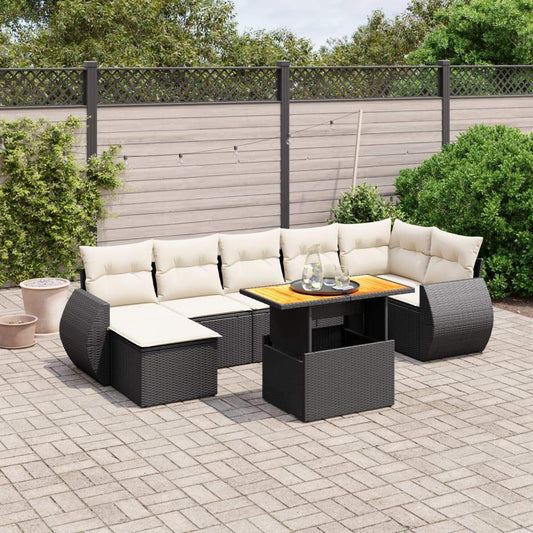 Set Divani da Giardino con Cuscini 8 pz Nero in Polyrattan - homemem39